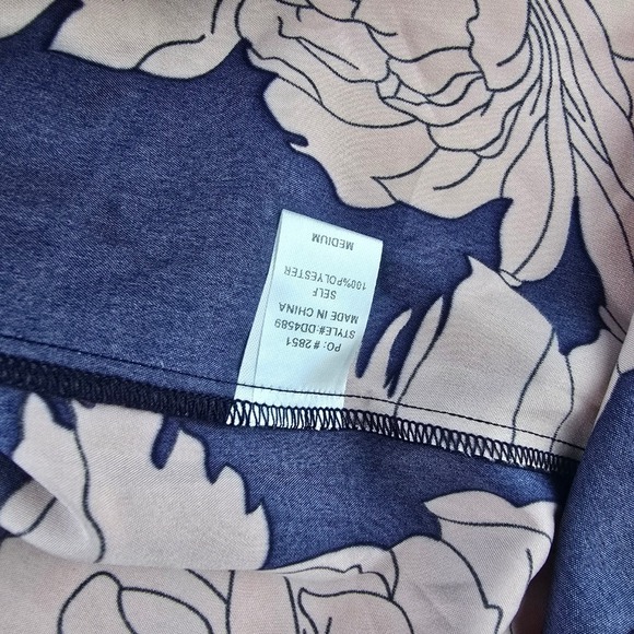 Baltic Born NWOT Halston One Shoulder Floral Maxi Dress Navy Pink Slit Medium - Picture 8 of 14